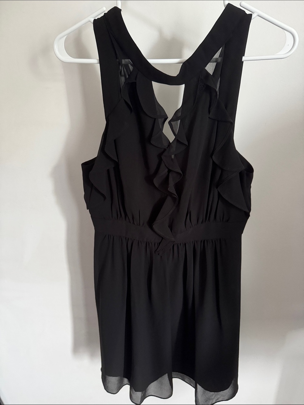 BCBGeneration Black Ruffle-Front Mini Dress